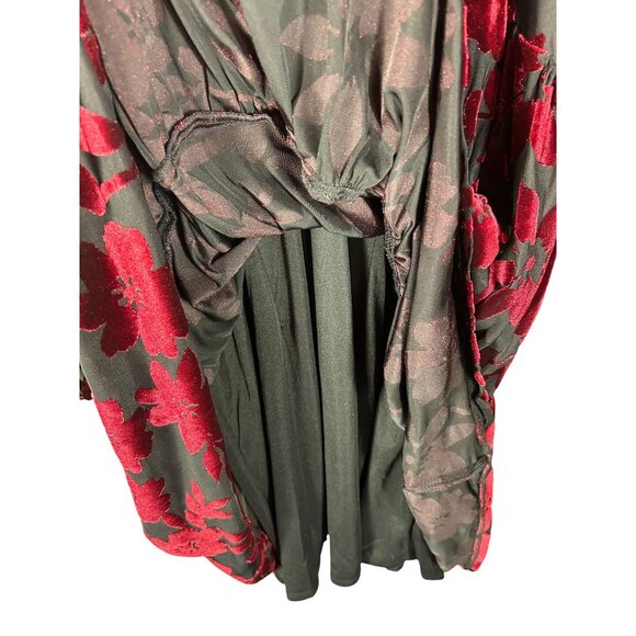 Taylor Sz 4 Floral Burnout Velvet Dress Tiered Black & Burgundy Oversized Goth - Picture 6 of 12